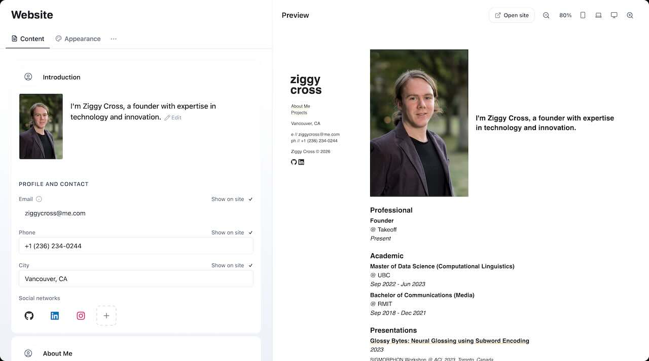 Takeoff tailored resume and application submission screen